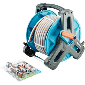 Set tambur pentru furtun, Gardena, conectori, 20 m furtun Set tambur pentru furtun, Gardena, conectori, 20 m furtun