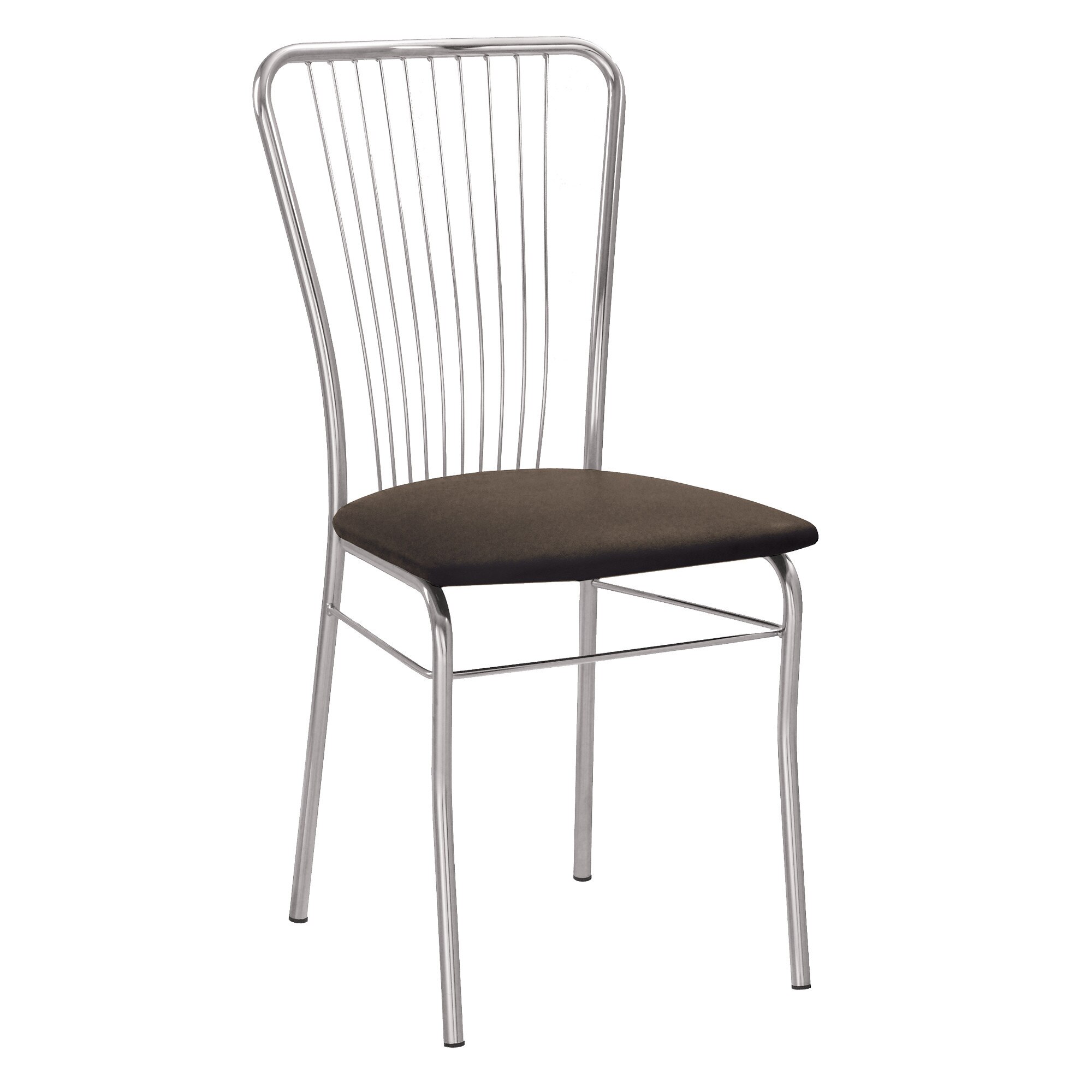 Scaun dining Neron, cadru cromat, piele ecologica, wenge