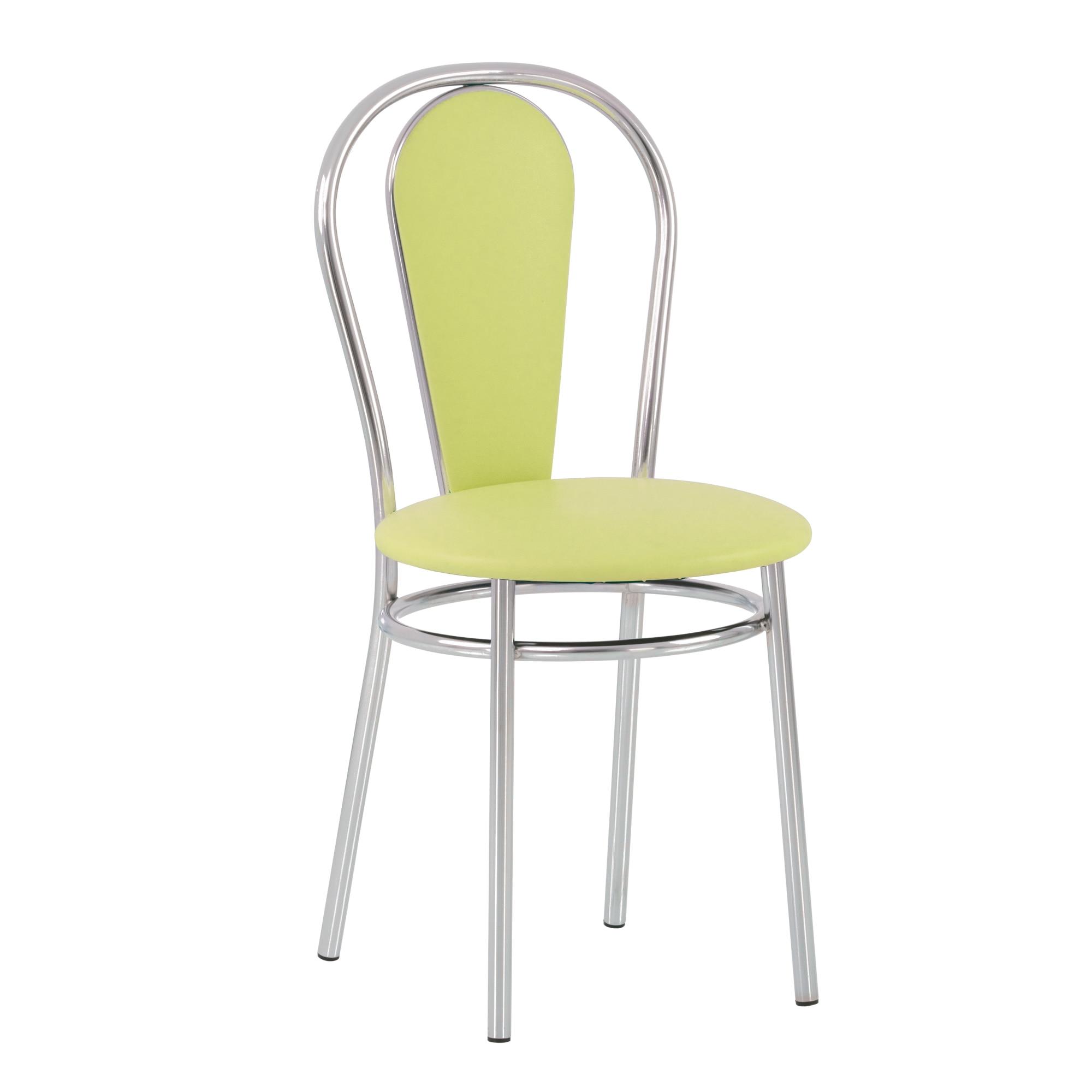 Scaun dining Florino, cadru cromat, piele ecologica, verde oliv