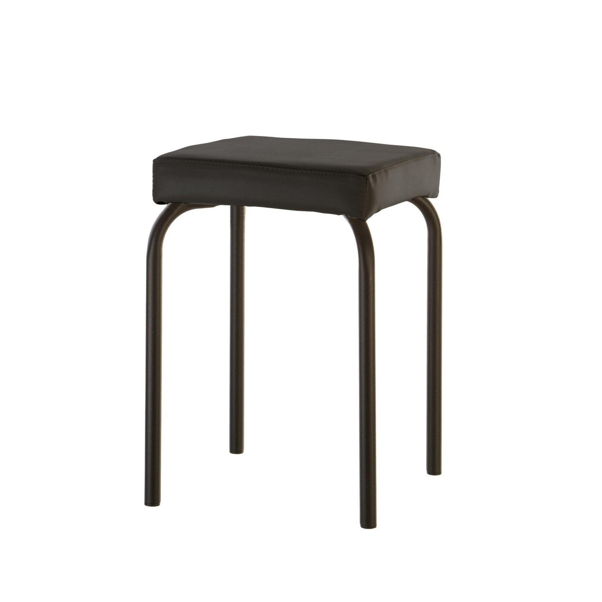 Scaun de tip taburet Tutti, cadru negru, piele ecologica, negru