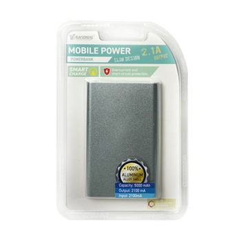 Acumulator extern Vakoss 5000mAh, Litiu-Polymer, Slim design, Argintiu Acumulator extern Vakoss 5000mAh, Litiu-Polymer, Slim design, Argintiu