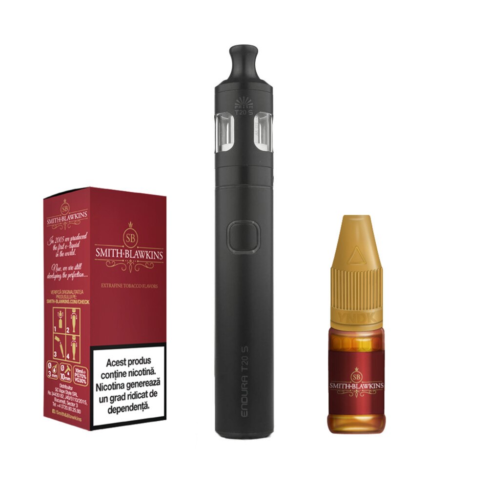 Kit Tigara Electronica Smith&Blawkins Endura T20-S, 1500 mAh + Lichid Smith&Blawkins Red 10 ml cu nicotina