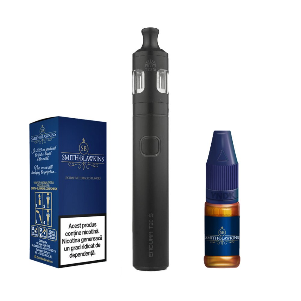 Kit Tigara Electronica Smith&Blawkins Endura T20-S, 1500 mAh + Lichid Smith&Blawkins Blue 10 ml cu nicotina