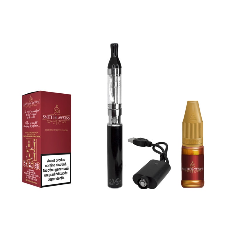 Kit Tigara Electronica Blister 1300mah 2 4ml T2 Lichid Smith Blawkins Red 10 Ml Cu Nicotina Emag Ro