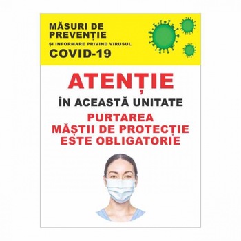 Indicator autocolant - Masuri preventie Covid-19 - Poarta masca de protectie, 15x20 cm Indicator autocolant - Masuri preventie Covid-19 - Poarta masca de protectie, 15x20 cm