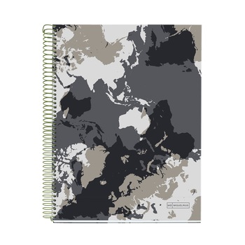Caiet Miquelrius, World Map, A5, linii,140 file, coperta carton Caiet Miquelrius, World Map, A5, linii,140 file, coperta carton