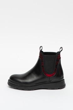 Woolrich, Ghete Chelsea de piele cu insertii textile Woolrich, Ghete Chelsea de piele cu insertii textile