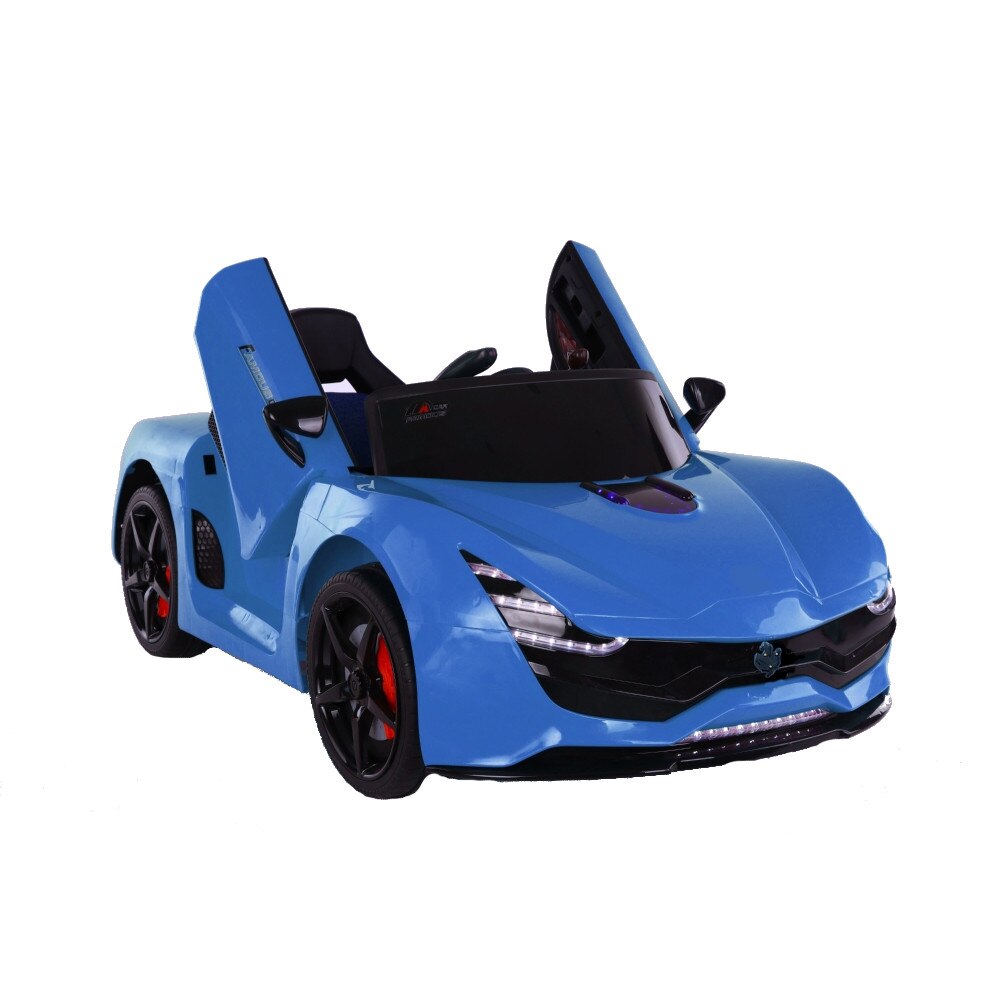 Masina cu telecomanda pentru copii Magma, albastra, MP3/USB, faruri si stopuri cu lumini, o baterie si doua motoare, lambo-doors, 114 x 62 x 34 cm