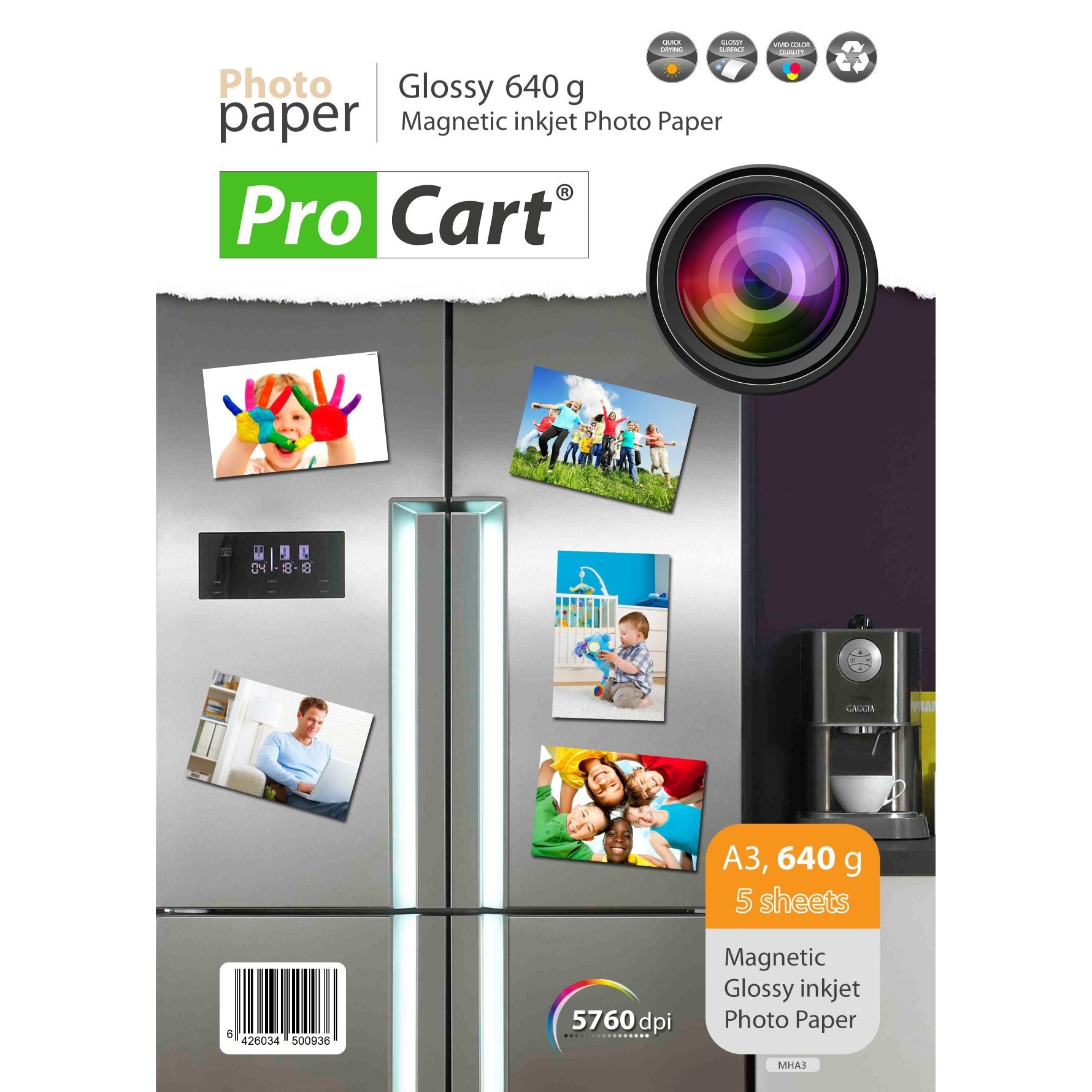 Hartie foto Procart Magnetica Glossy 640g/m2, A3, 5 coli
