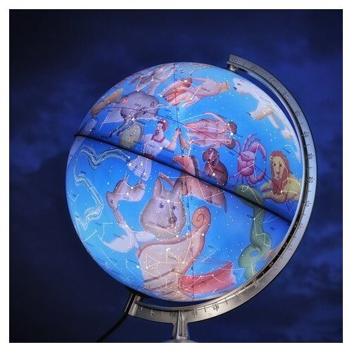Glob geografic Stelar, iluminat, diametrul 30 cm, constelatiile in latina