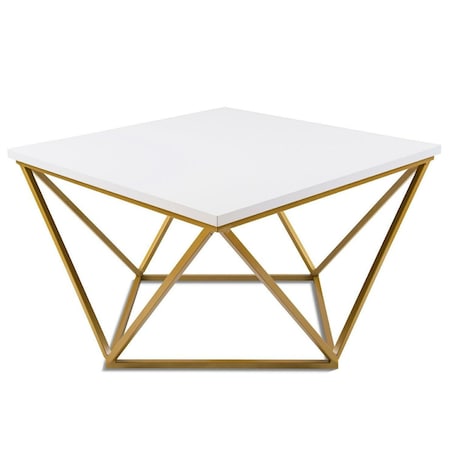 Masuta cafea Loft 60 cm aur alb