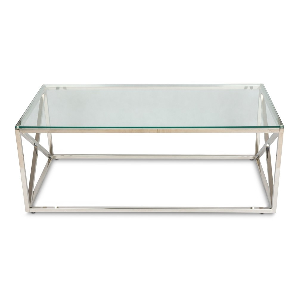 Masuta cafea Loft eleganta din sticla, inox 120cm