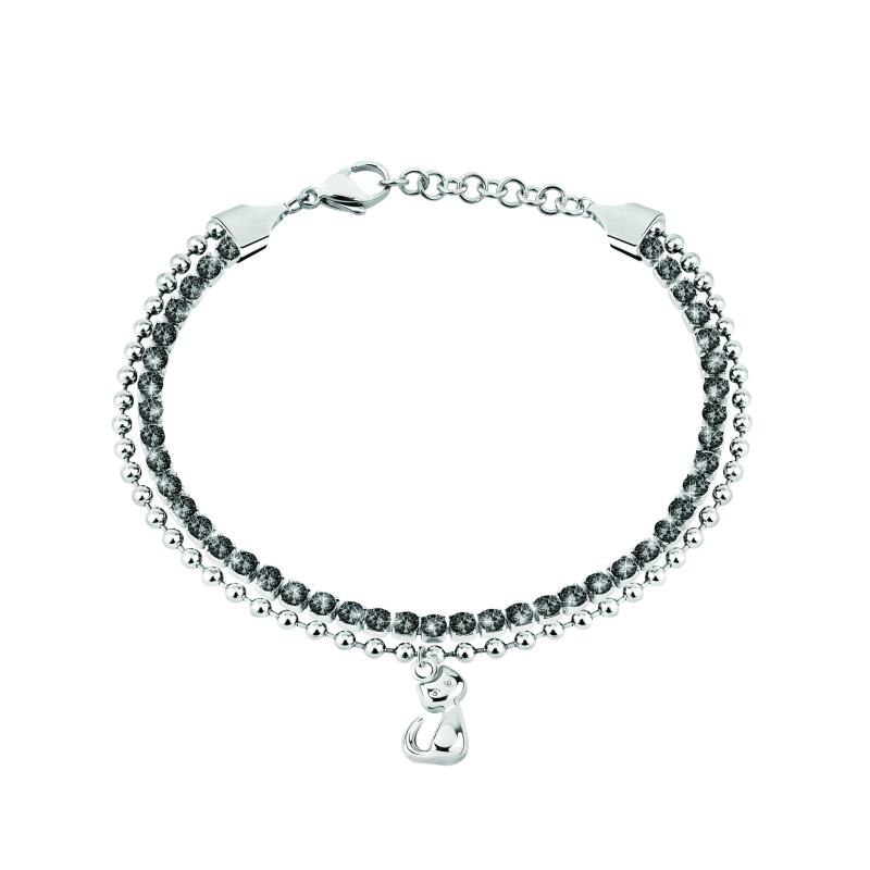 Bratara Sector SANN04, Tennis, inox, cristale negre, lungime 19 cm