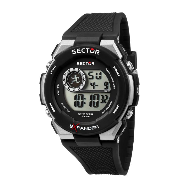 Ceas Sector R3251537001, unisex, digital, carcasa 39.5 mm, curea silicon negru