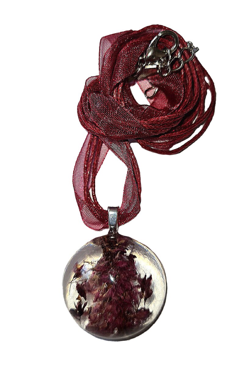 Colier flori naturale, Delirium, bordo, 44+5 cm