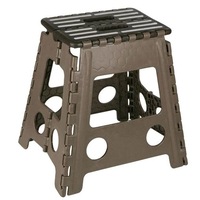 Scaun pliabil din plastic, maro cu dungi albe, 29x22x39 cm