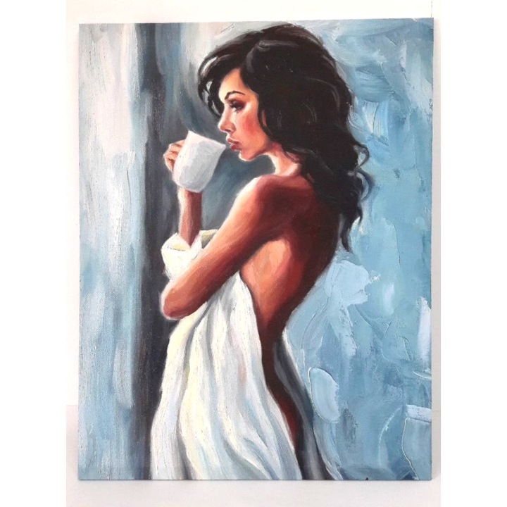 Tablou pe panza - Fata cu cafeaua 80 x 60