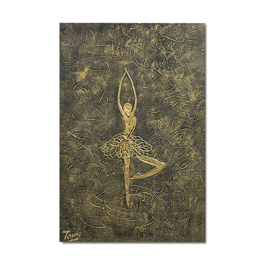 Tablou pictat manual - Balerina in pirueta - 90x60cm pictura ulei pe panza