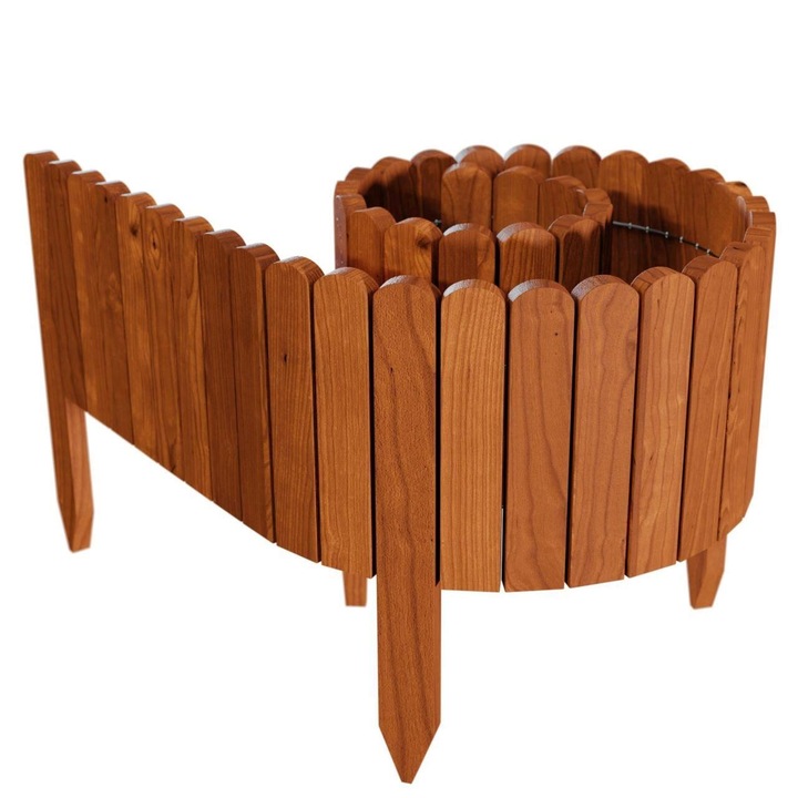 Декоративна дървена градинска ограда, Кафяв, 200x20 см