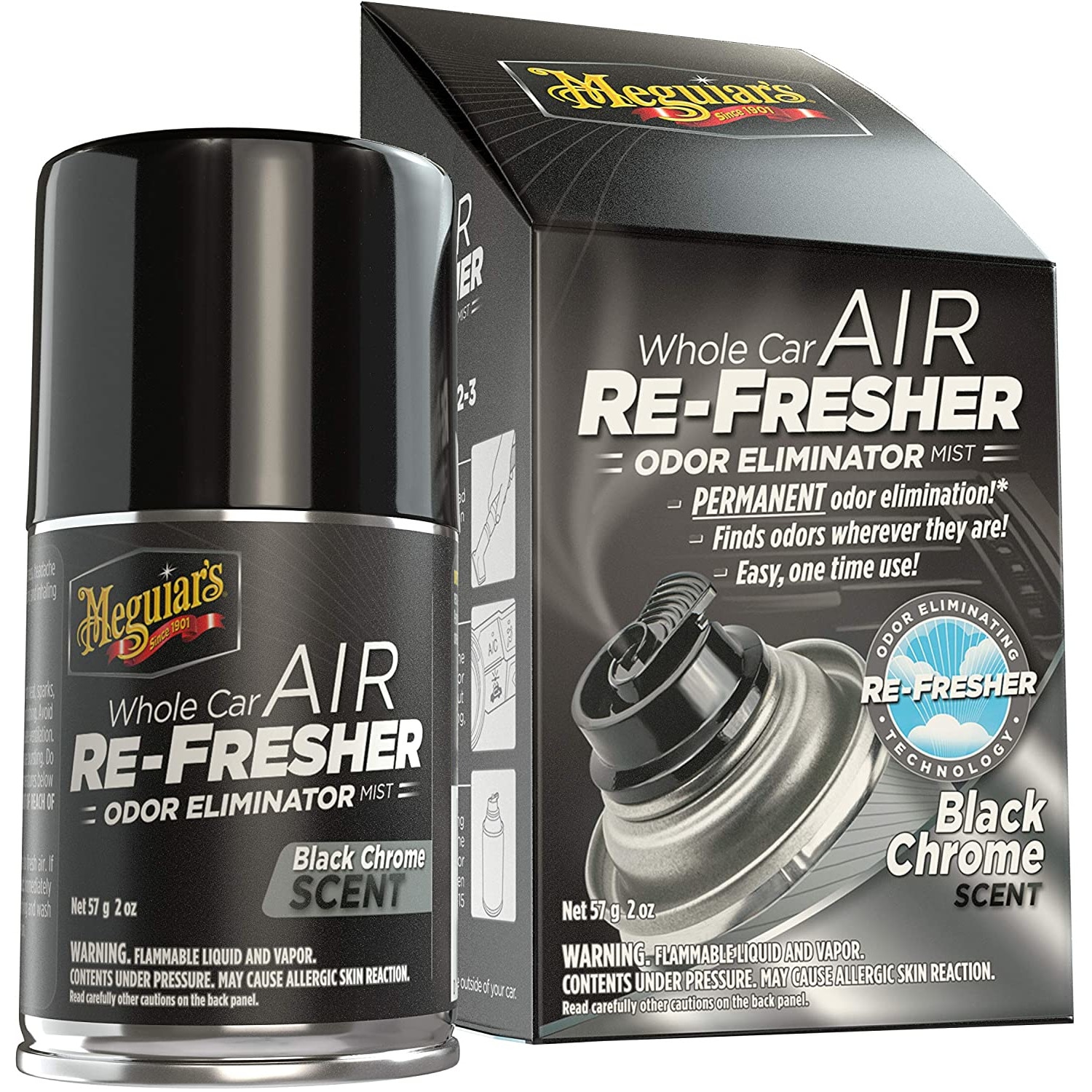 Odorizant auto pentru sistemul de ventilatie Meguiars, aroma Black Chrome, 74ml