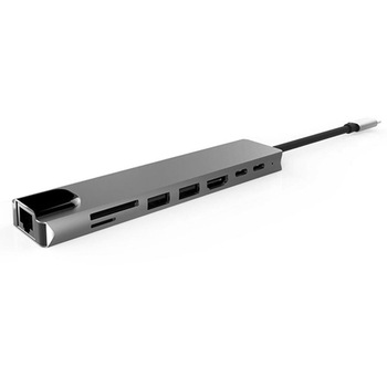 Hub USB 3.1 Type-C MinTech WC7367 8 in 1 USB-C HUB type c to HDM + USB * 2 + PD charging + USB C / F + SD / TF + RJ4 Hub USB 3.1 Type-C MinTech WC7367 8 in 1 USB-C HUB type c to HDM + USB * 2 + PD charging + USB C / F + SD / TF + RJ4