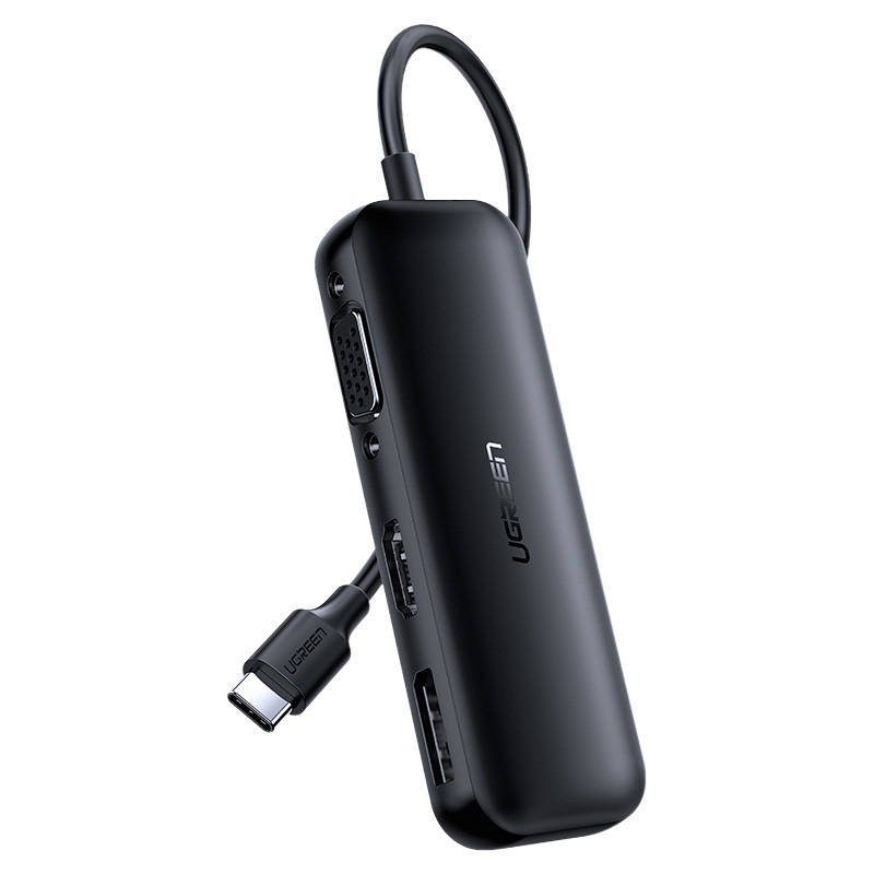Hub UGREEN CM260 USB-C la HDMI + VGA + Displayport, negru