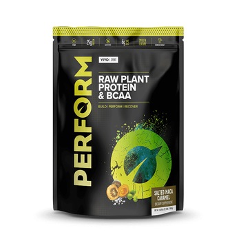 Proteine Vegetale Vivo Perform cu Aroma de Caramel Sarat si Maca 988g Proteine Vegetale Vivo Perform cu Aroma de Caramel Sarat si Maca 988g