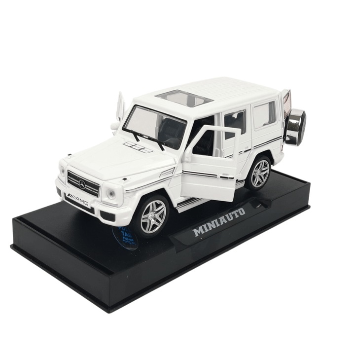 Метален джип Атлас, Mercedes G-class AMG, със звук и светлини, бял