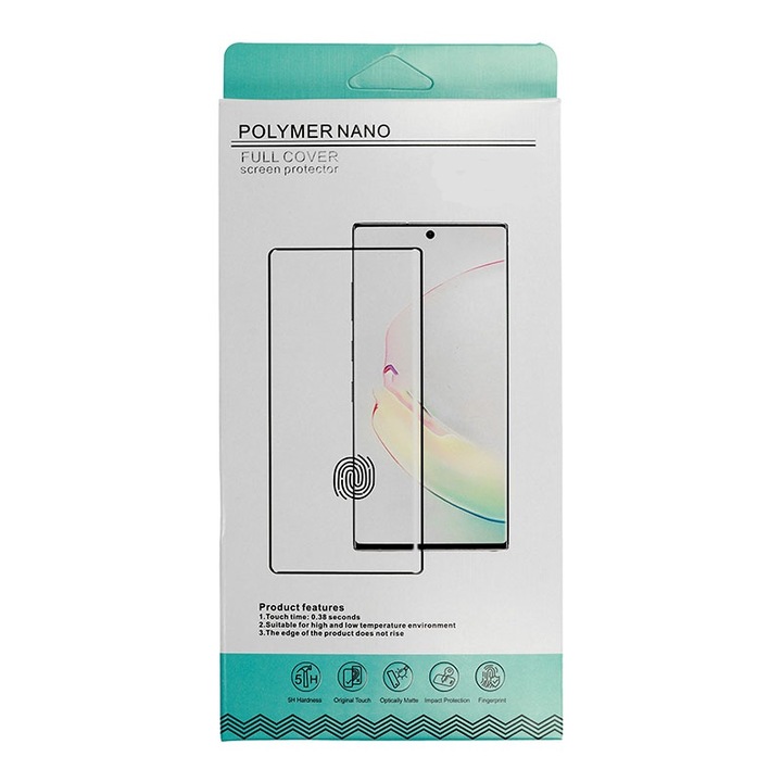 Протектор Polymer Nano, Hybrid Glass, за Apple iPhone 7 Plus/iPhone 8 Plus, Безцветен/Черен