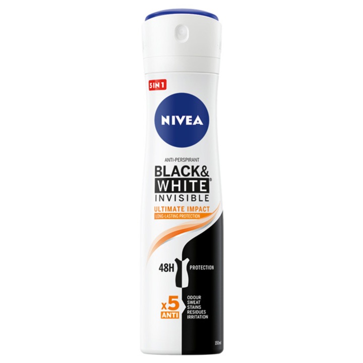 Deodorant spray Nivea Black & White Invisible Ultimate Impact, feminin, 150 ml