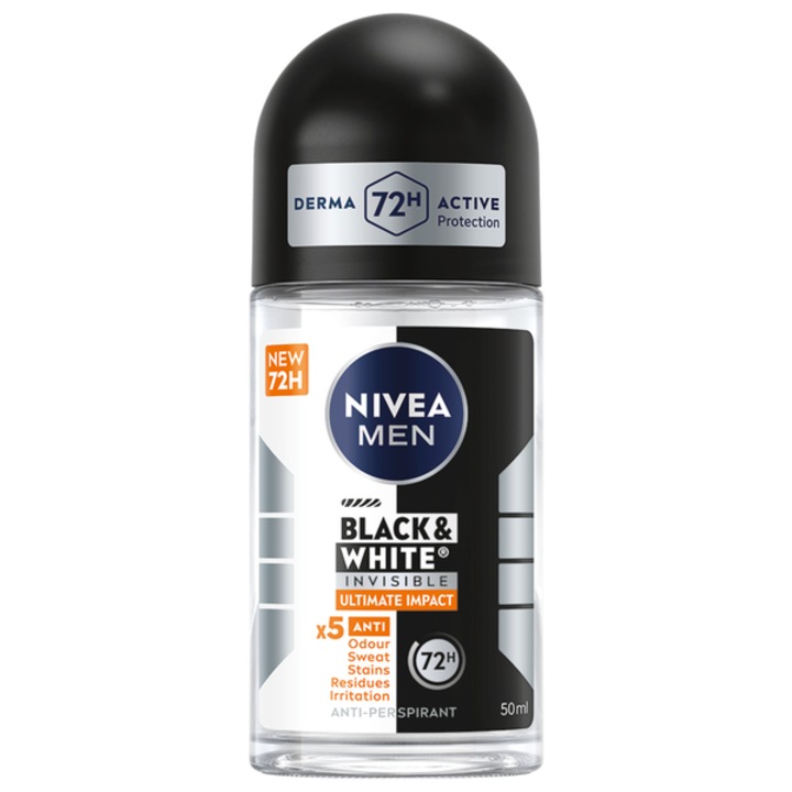 Nivea Men Black & White Invisible Ultimate Impact golyós dezodor, Férfi, 50 ml