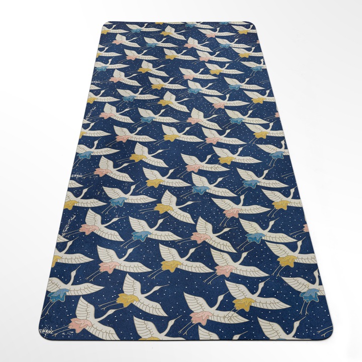 Постелка за йога Cool Bedding Йога мат от естествен каучук Жерави, 4 мм, размер 68х183 см