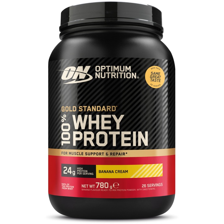 Суроватъчен протеин на прах Optimum Nutrition, ON 100% Whey Gold Standard, Банан, 896 гр