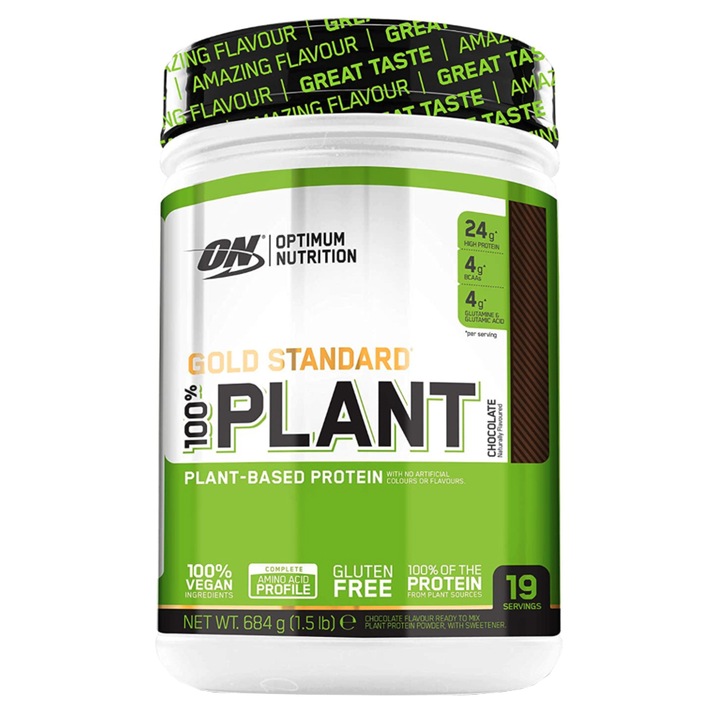 Растителен протеин Optimum Nutrition, ON 100% Gold Standard plant based Protein, Шоколад, Без лактоза, Без глутен, 680 гр