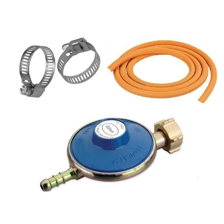 Pachet - Ceas pentru butelie + 2 metri furtun gaz + 2 buc coliere