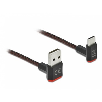 Cablu easy-usb 2.0 la usb-c unghi sus/jos 2m textil, Delock 85278 Cablu easy-usb 2.0 la usb-c unghi sus/jos 2m textil, Delock 85278