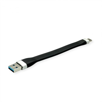 Cablu USB 3.2 Gen 1 A-C silicon 11cm Negru, Roline 11.02.9014 Cablu USB 3.2 Gen 1 A-C silicon 11cm Negru, Roline 11.02.9014