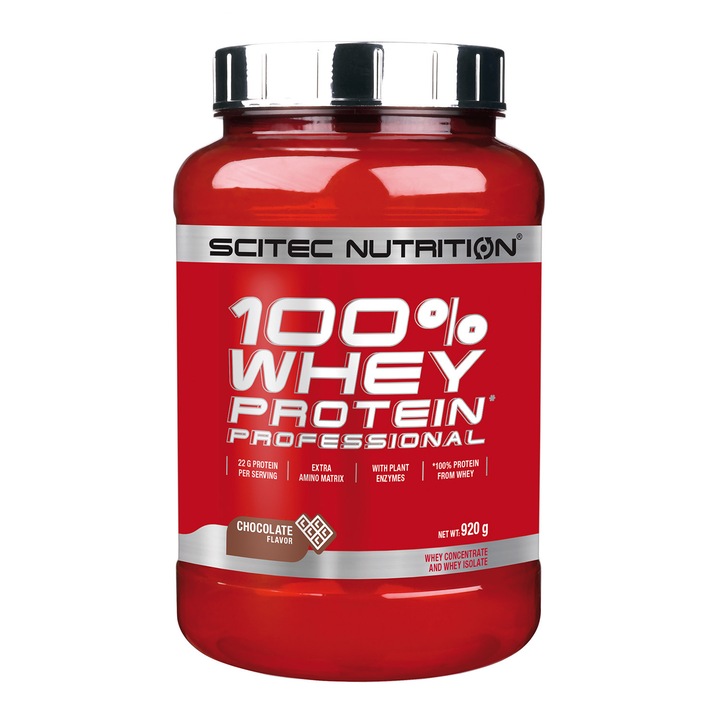Хранителна добавка Scitec Nutrition, 100% суроватъчен протеин, Шоколад, 920 гр
