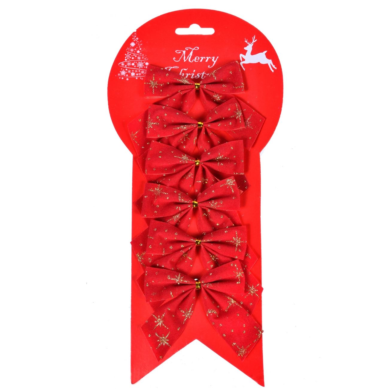 Set fundite pentru bradut, Zola®, rosii cu model auriu, 6 bucati, 9 cm