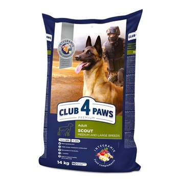 Hrana uscata pentru caini adulte de talie medie si mare SUPER ACTIVI, Club 4 Paws Premium, SCOUT, 14kg Hrana uscata pentru caini adulte de talie medie si mare SUPER ACTIVI, Club 4 Paws Premium, SCOUT, 14kg
