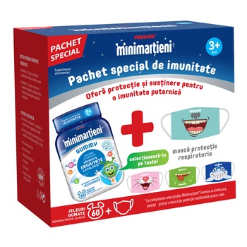 Supliment alimentar Minimartieni Gummy Echinaceea cu masca copii Walmark, 60 jeleuri Supliment alimentar Minimartieni Gummy Echinaceea cu masca copii Walmark, 60 jeleuri