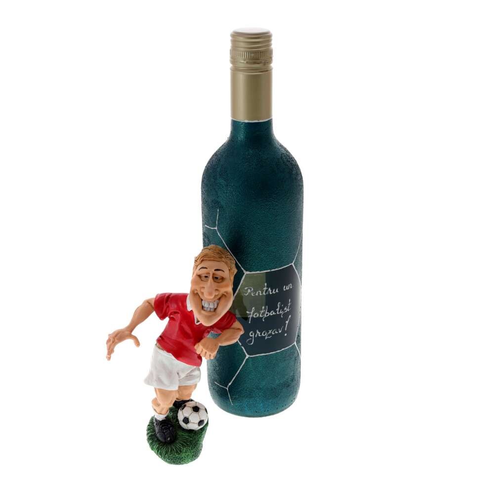 Set Cadou pentru Fotbalist cu Vin si Figurina