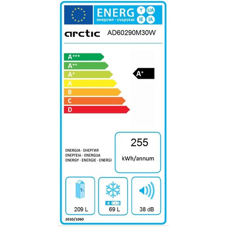 Frigider cu doua usi Arctic AD60290M30W, 278 l, Clasa A+, Garden Fresh, H 162 cm, Alb