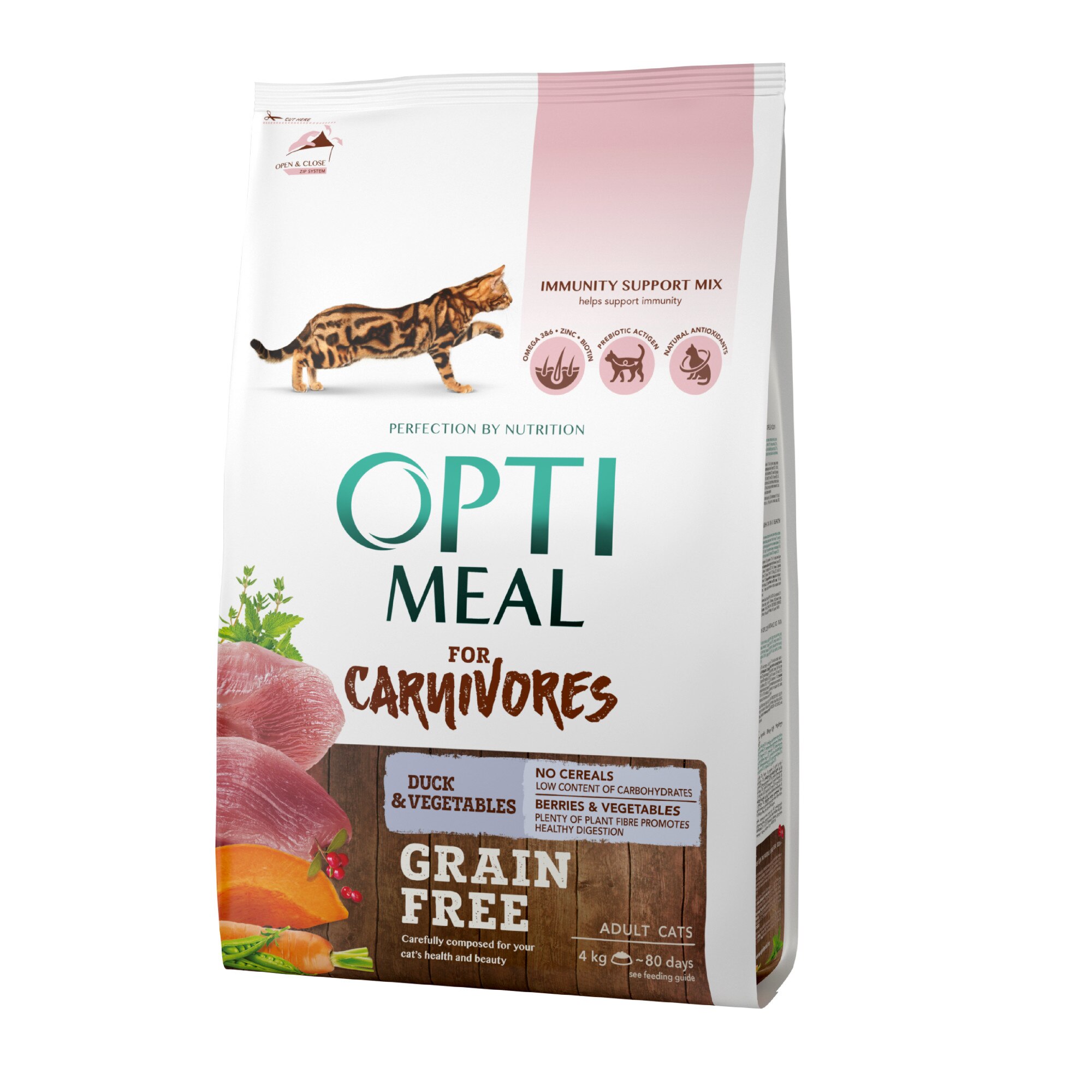 Hrana uscata pisici Optimeal, Grain Free Rata si legume, 4kg
