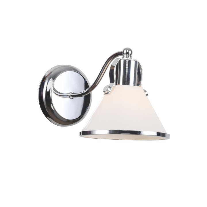 Aplica Fusion KL6643, 1xE27, crom + alb mat, metal + sticla, stil modern, Klausen