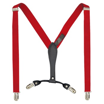 Bretele slim, Onore, poliester, latex si piele ecologica, rosu, reglabile si elastice, 80 - 120 x 2.5 cm Bretele slim, Onore, poliester, latex si piele ecologica, rosu, reglabile si elastice, 80 - 120 x 2.5 cm
