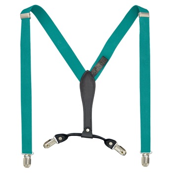 Bretele slim, Onore, poliester, latex si piele ecologica, turcoaz, reglabile si elastice, 80 - 120 x 2.5 cm Bretele slim, Onore, poliester, latex si piele ecologica, turcoaz, reglabile si elastice, 80 - 120 x 2.5 cm