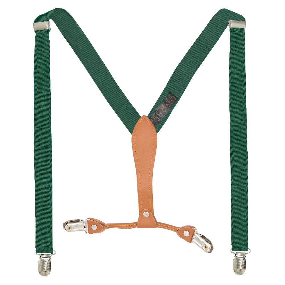 Bretele slim, Onore, poliester, latex si piele ecologica, verzi, reglabile si elastice, 80 - 120 x 2.5 cm