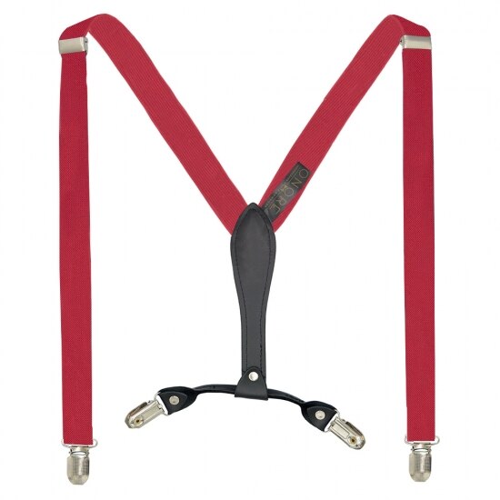 Bretele slim, Onore, poliester, latex si piele ecologica, grena, reglabile si elastice, 80 - 120 x 2.5 cm