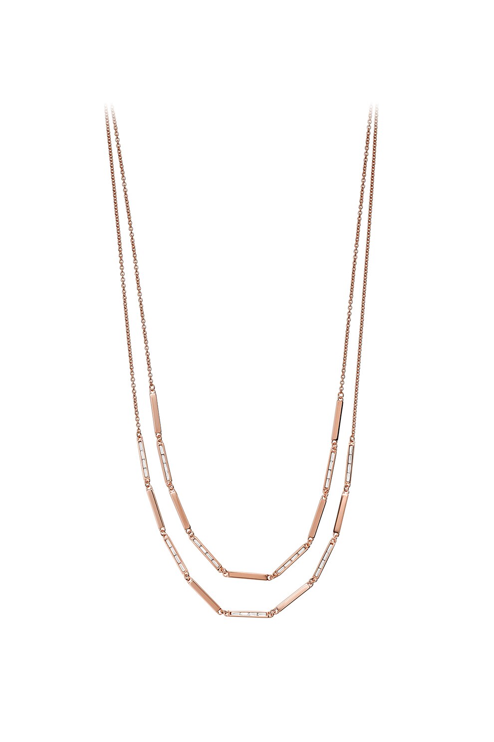 Emporio Armani, Colier de argint, cu siraguri multiple, Auriu rose